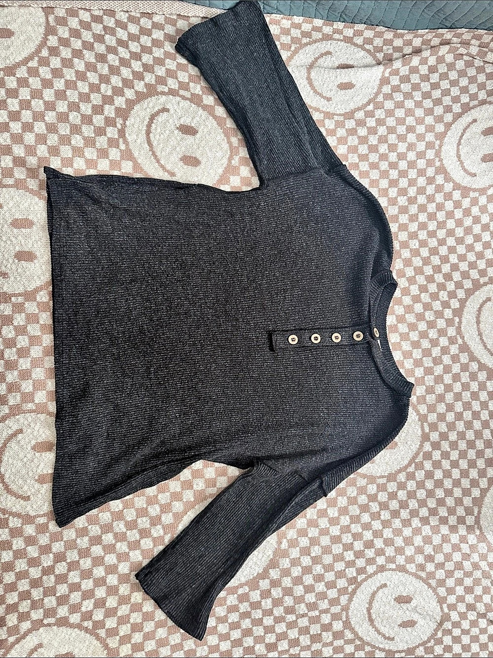 Zenana- Women’s Black Henley Top - Picture 4 of 6